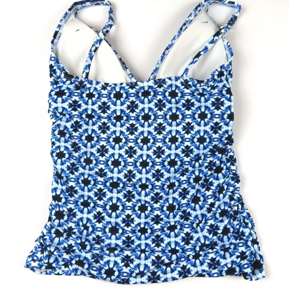 TOMMY BAHAMA blue Shibori Splash tankini top swimwear Size S
